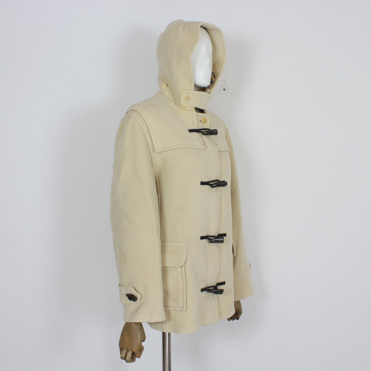 Aquascutum Beige Wool Alamari Montgomery Duffle Coat 90s