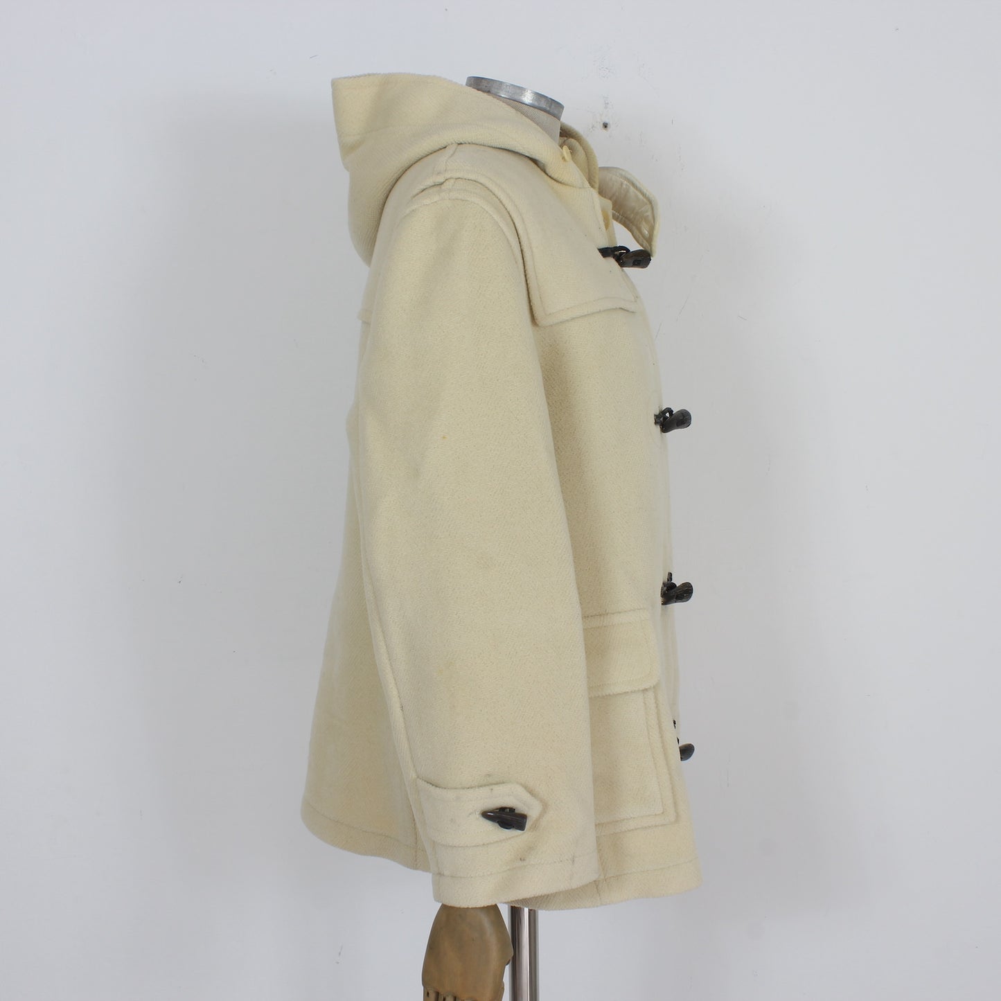 Aquascutum Beige Wool Alamari Montgomery Duffle Coat 90s