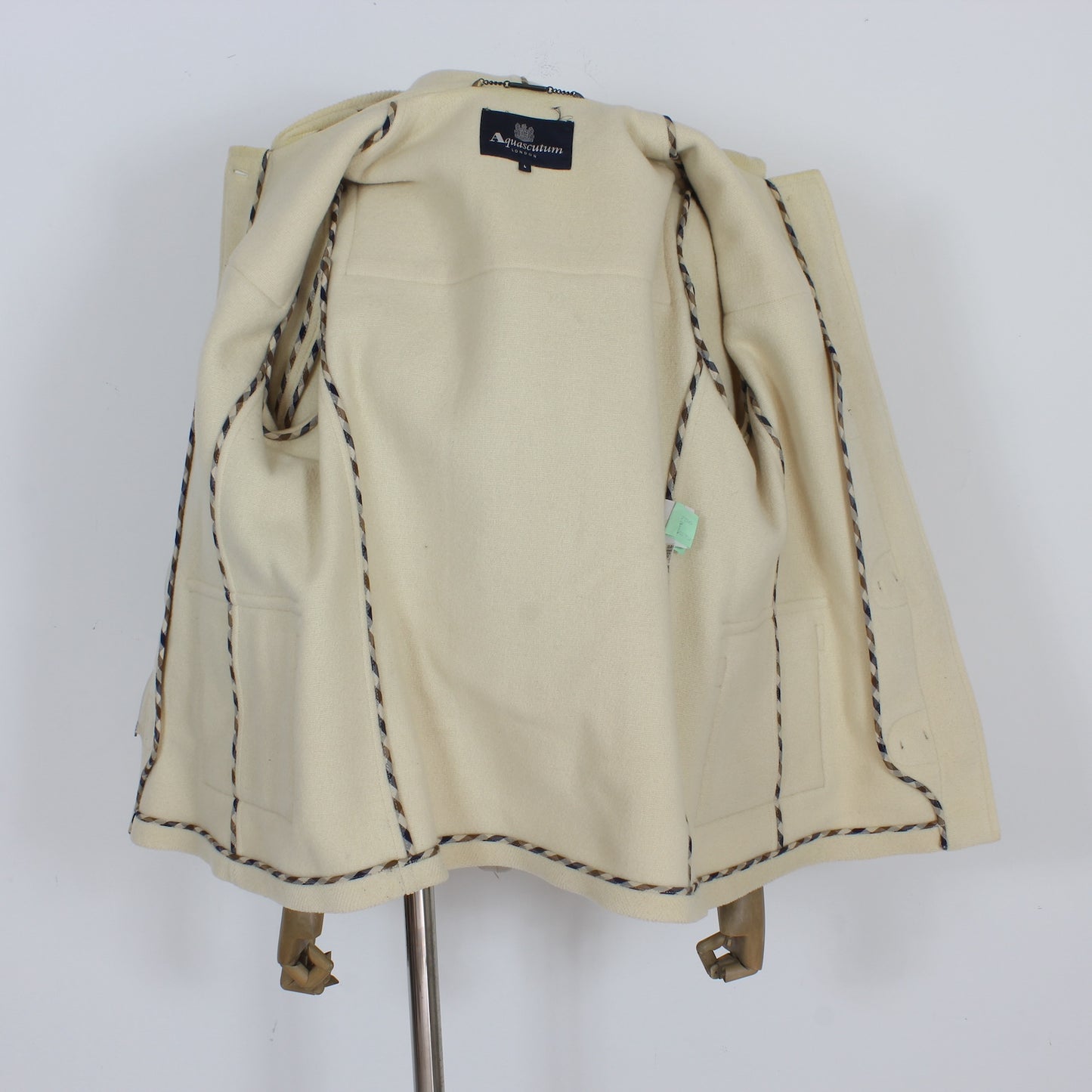 Aquascutum Beige Wool Alamari Montgomery Duffle Coat 90s