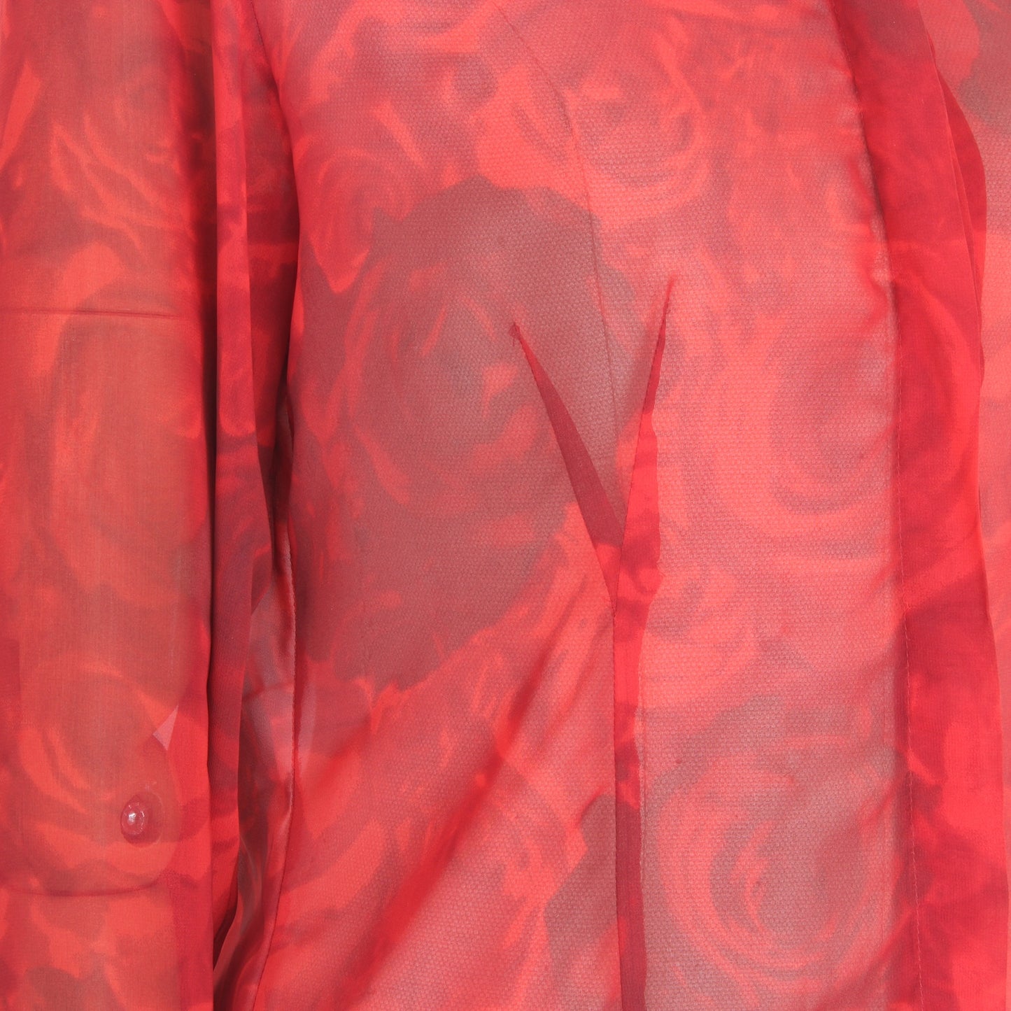 Cavalli Red Transparent Floral Evening Shirt 2000s