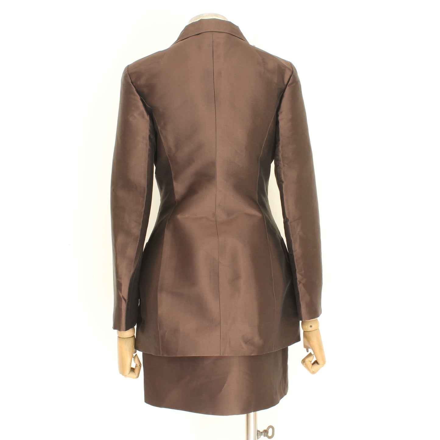 Dolce & Gabbana Brown Silk Elegant Skirt Suit 2000s