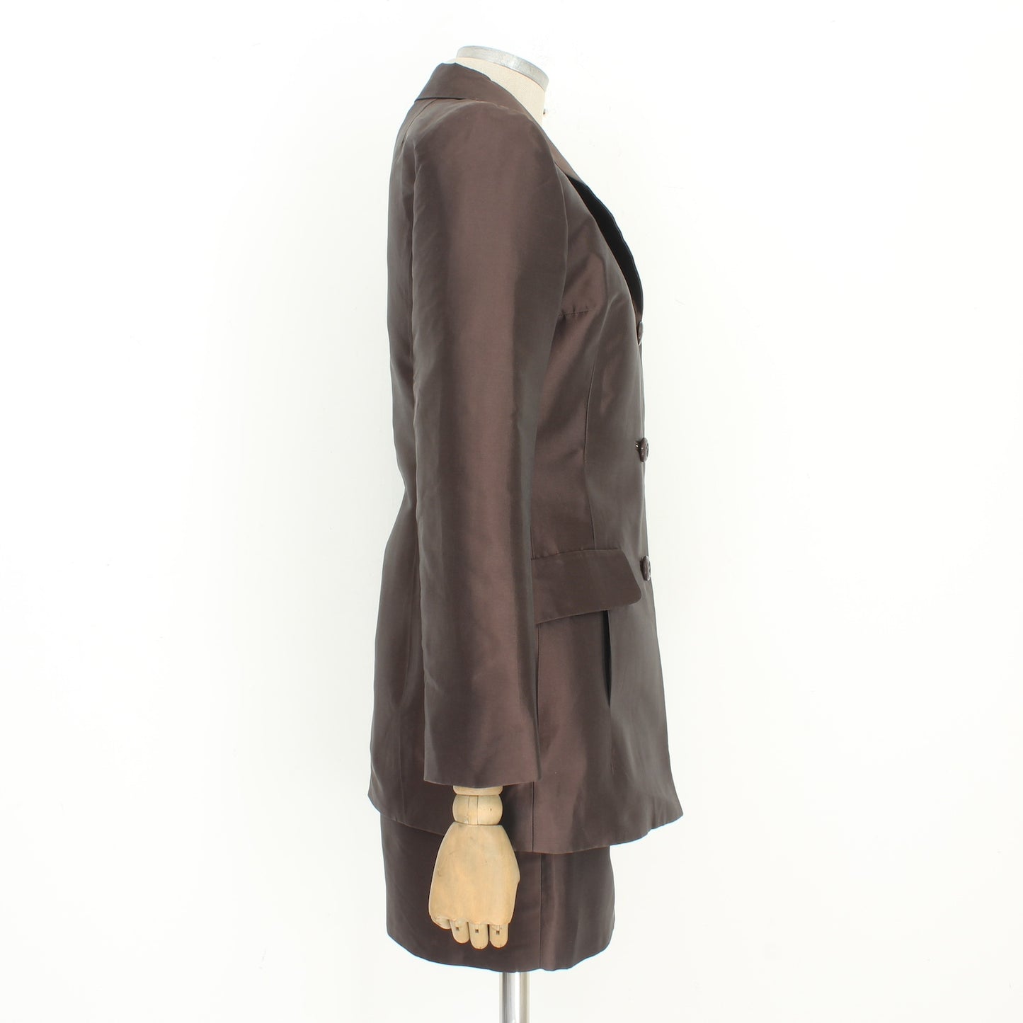 Dolce & Gabbana Brown Silk Elegant Skirt Suit 2000s