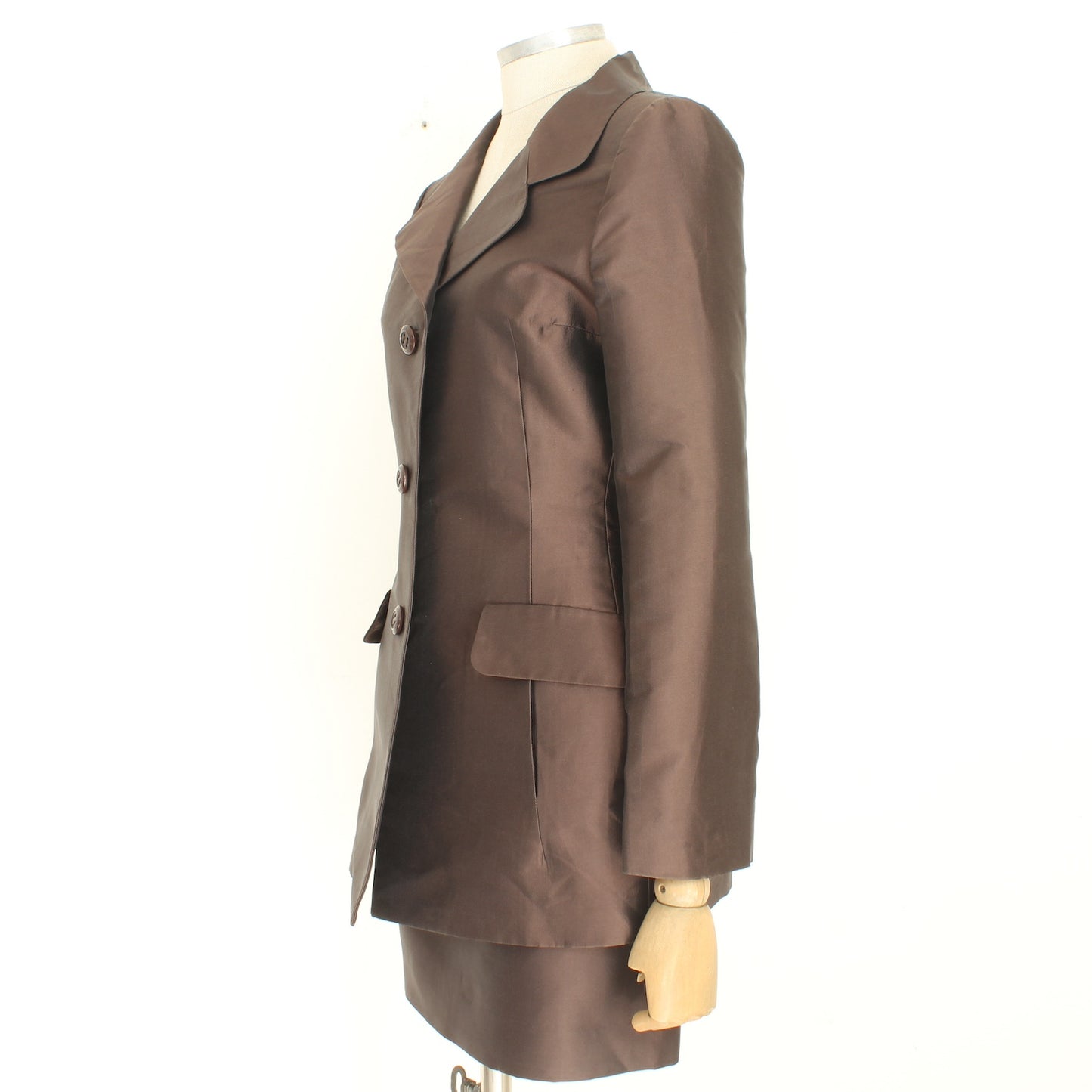 Dolce & Gabbana Brown Silk Elegant Skirt Suit 2000s