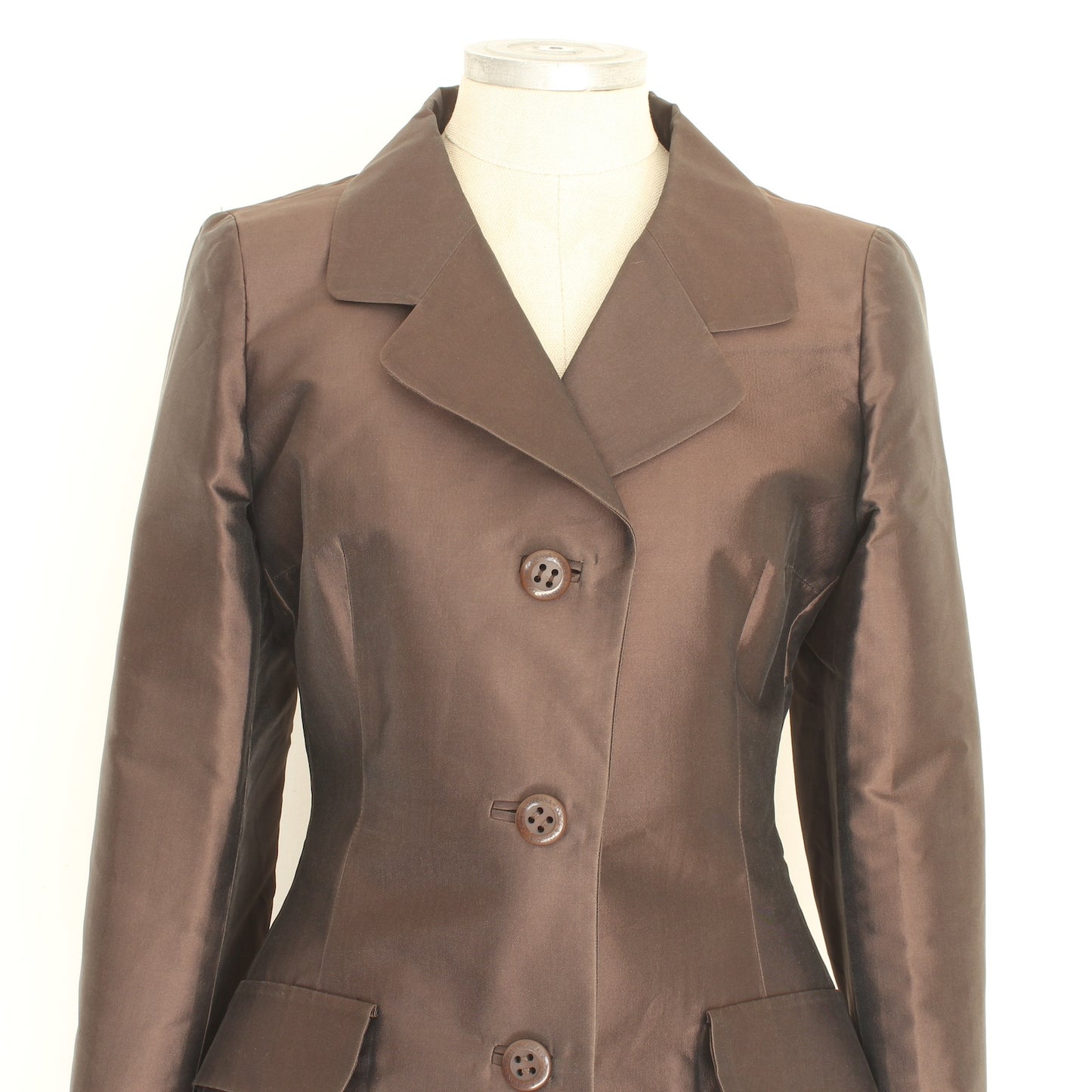 Dolce & Gabbana Brown Silk Elegant Skirt Suit 2000s