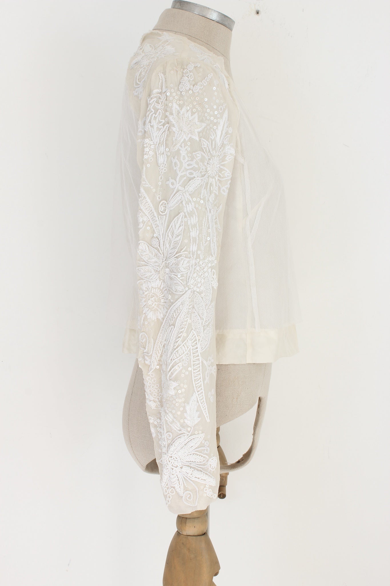 Dries Van Noten Silk Sequins White Evening Jacket 2000s