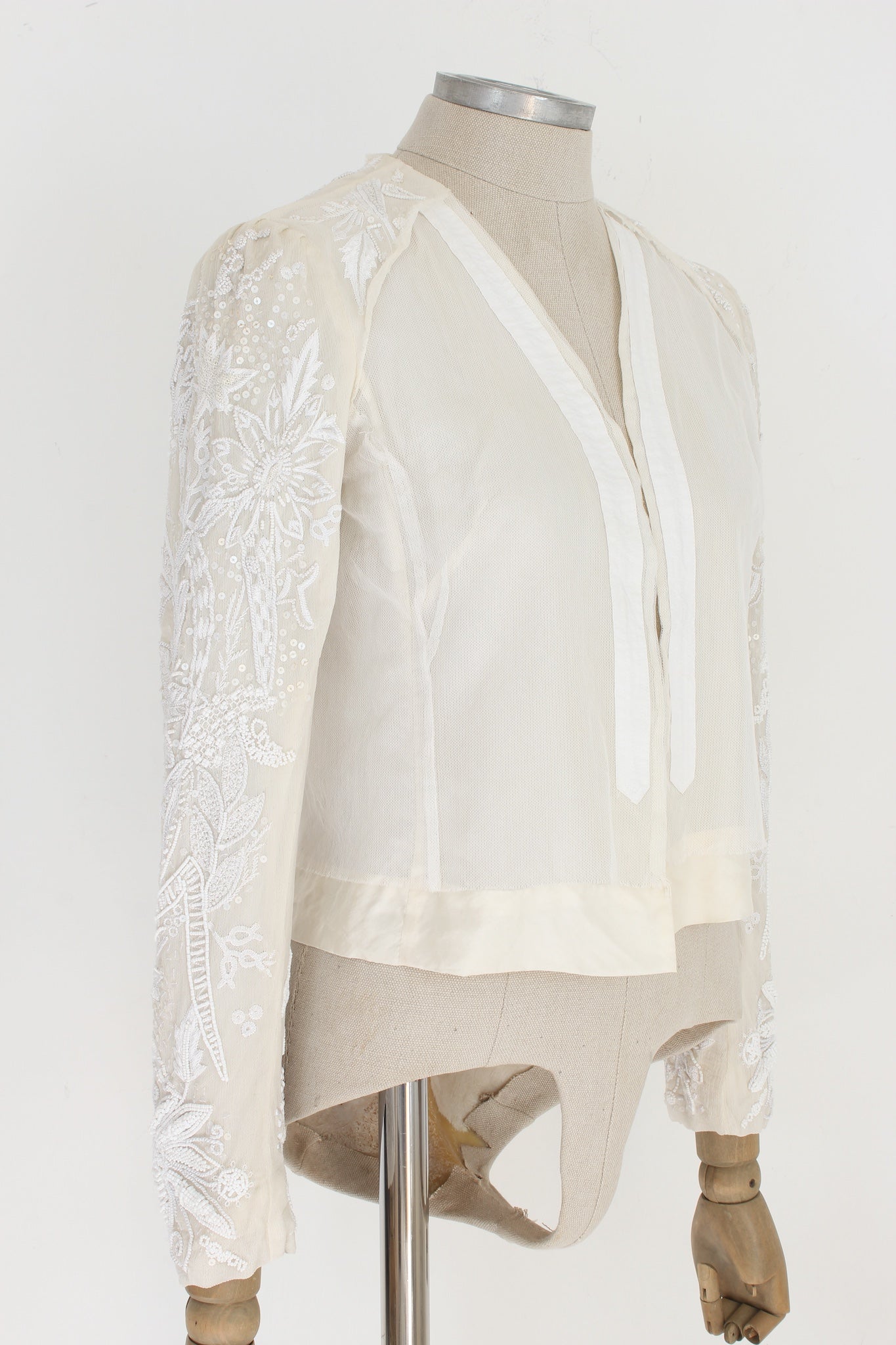 Dries Van Noten Silk Sequins White Evening Jacket 2000s