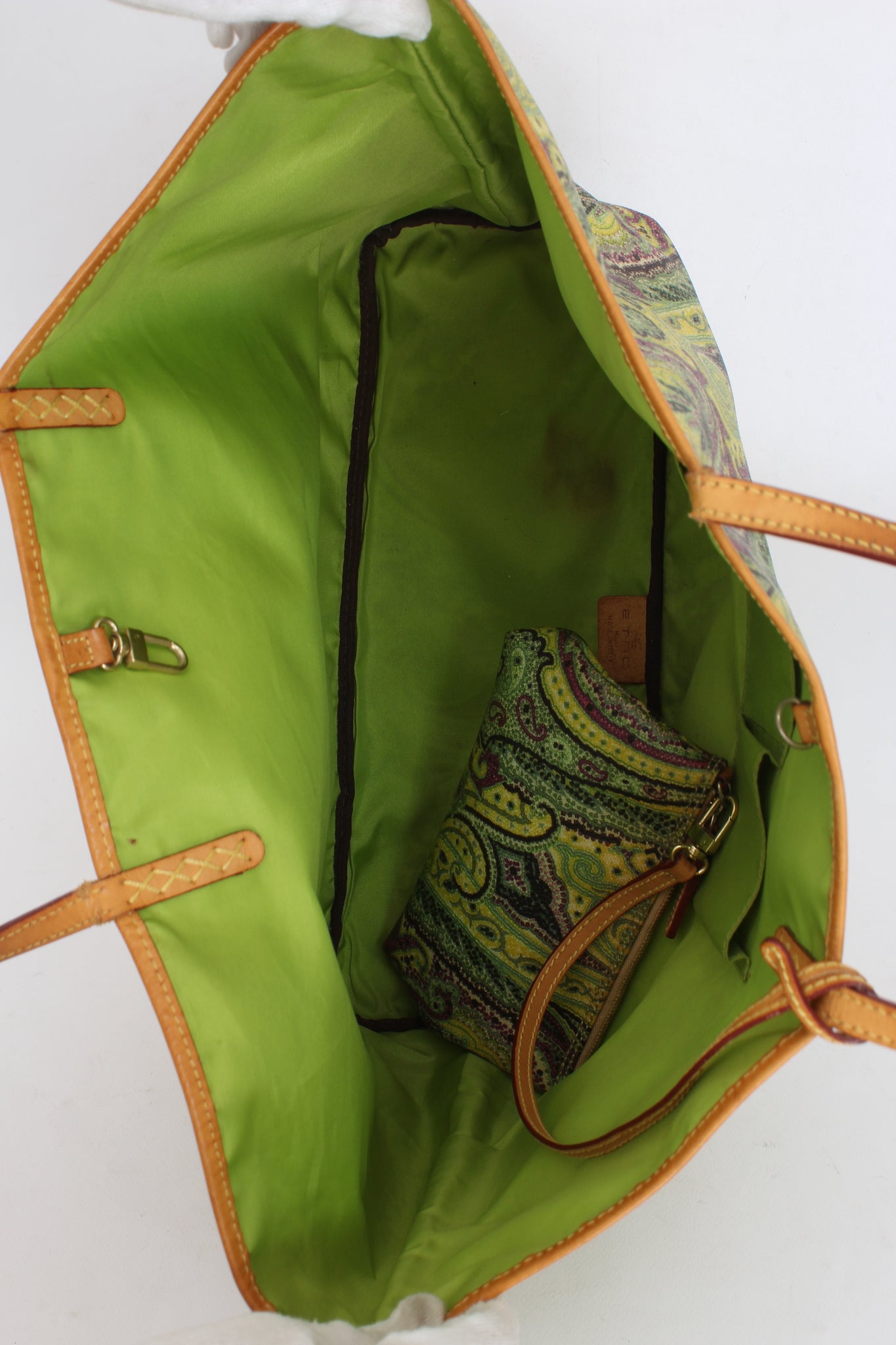 Etro Green Print Tote Bag Polyester ref.547568 - Joli Closet