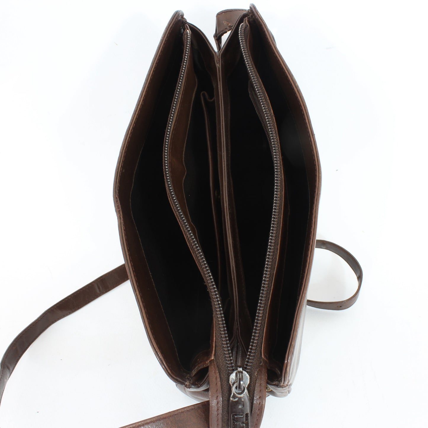 Fendi Brown Leather Shoulder Bag Vintage 1970s