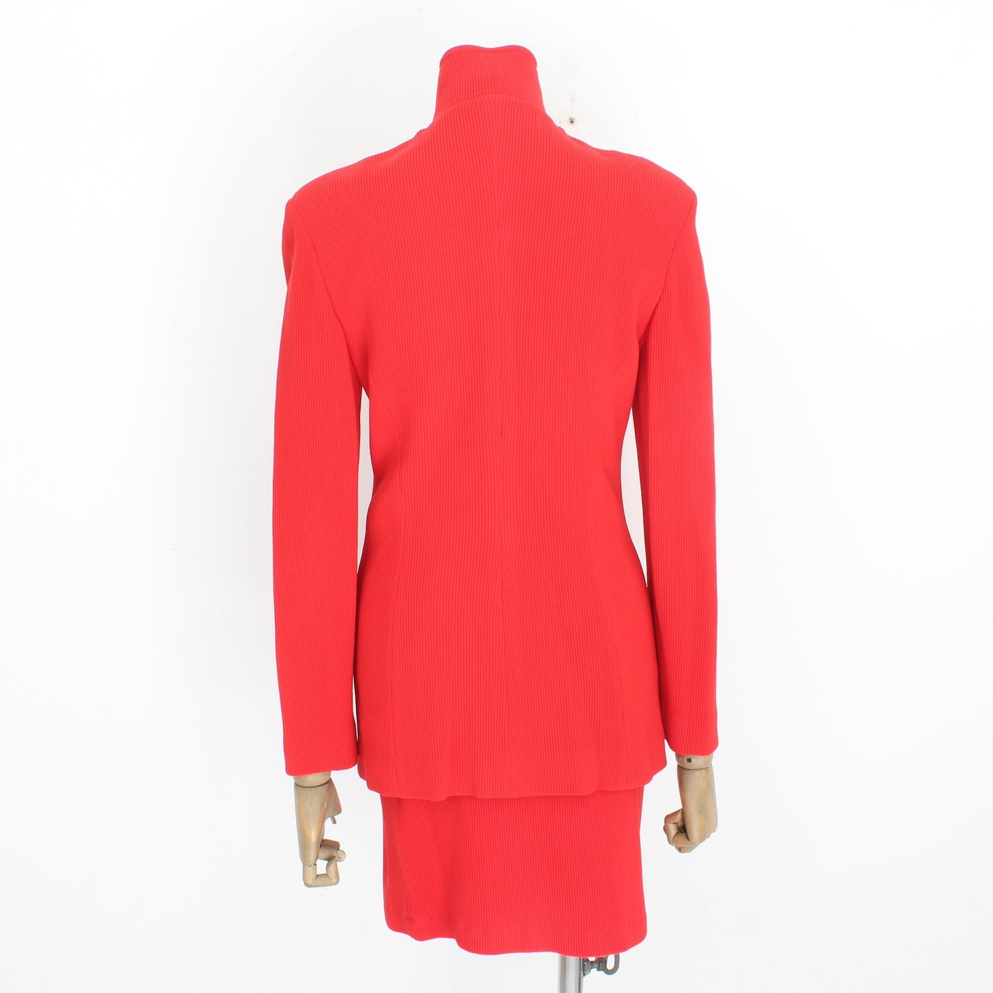 Genny Red Ribbed Skirt Suit Vintage 1980s