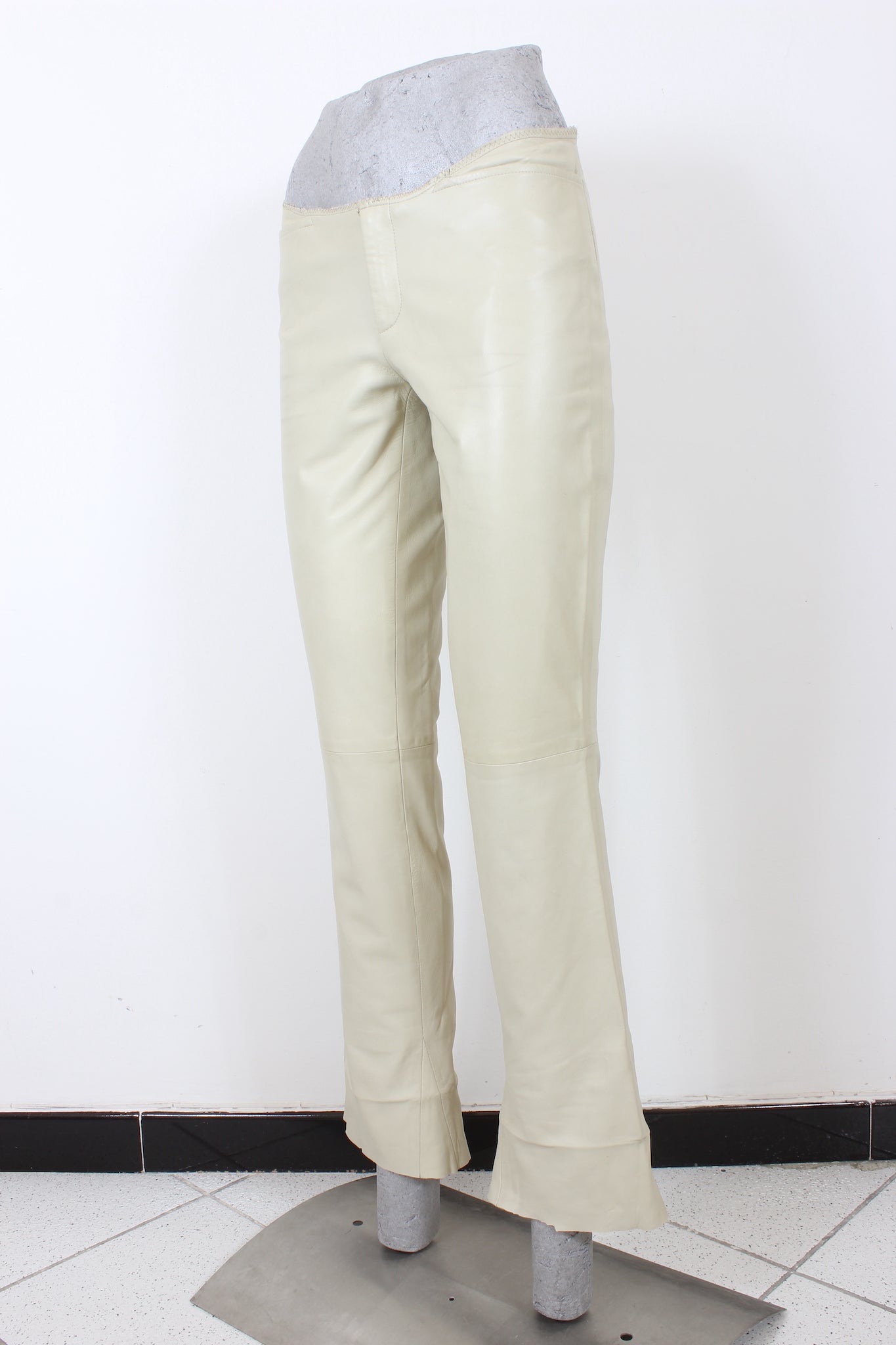 Gucci Beige Python Leather Vintage Trousers 90s