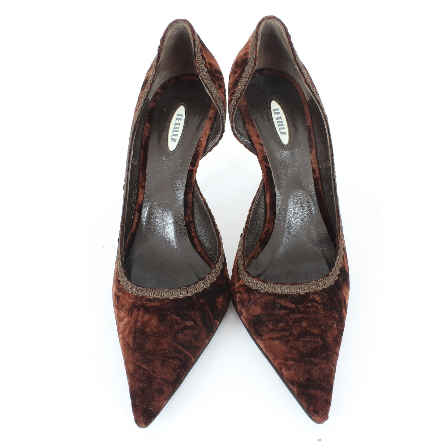Le Silla Brown Velvet Inlaid Heel Shoes 2000s