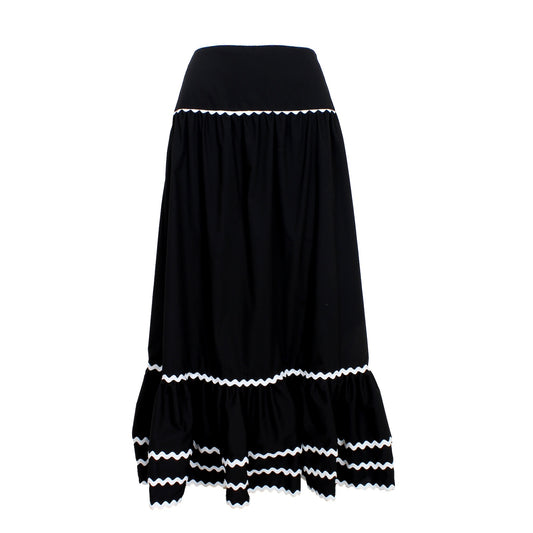 Luisa Spagnoli Black Flared Long Maxi Skirt Vintage