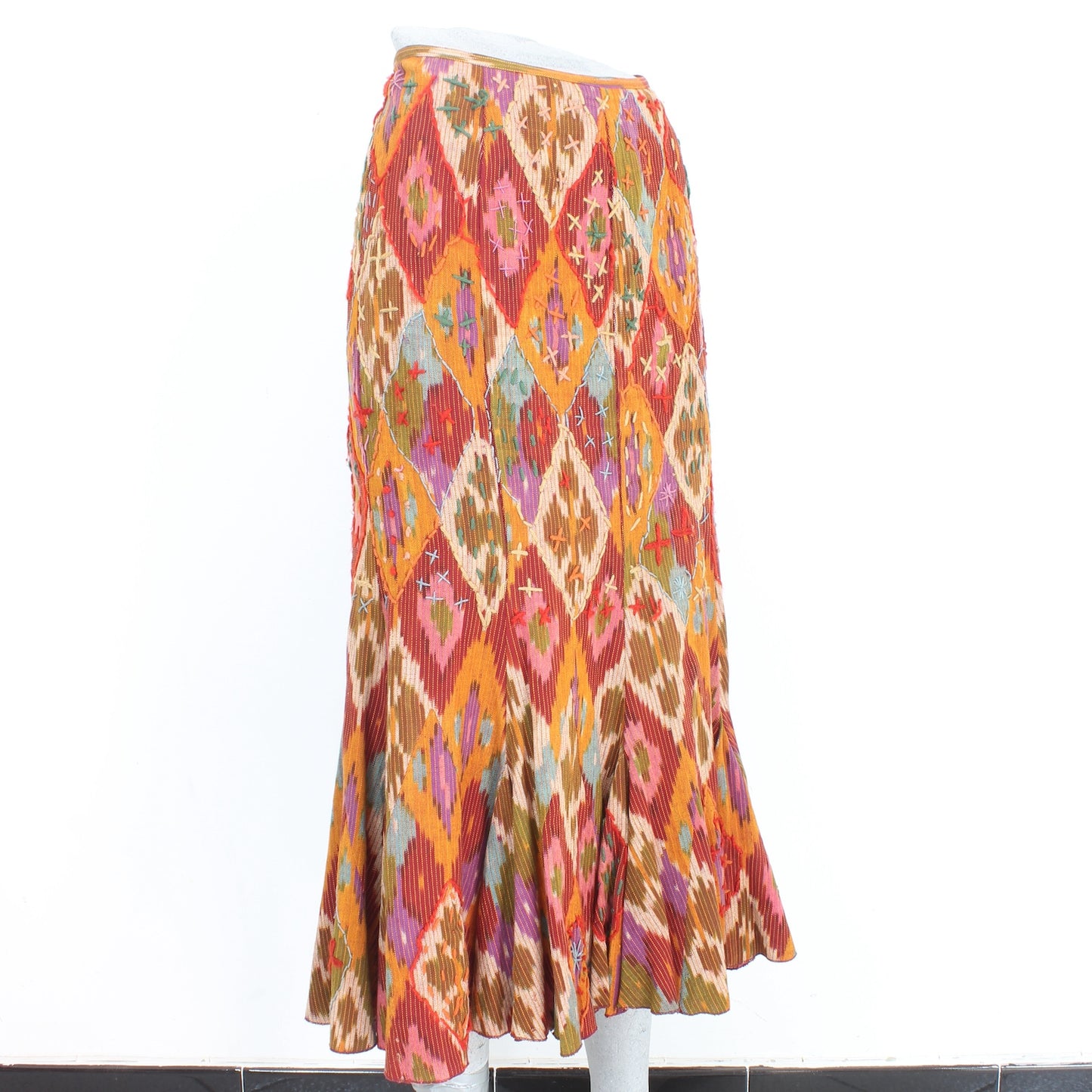 Luisa Spagnoli Orange Embroidered Long Skirt Vintage