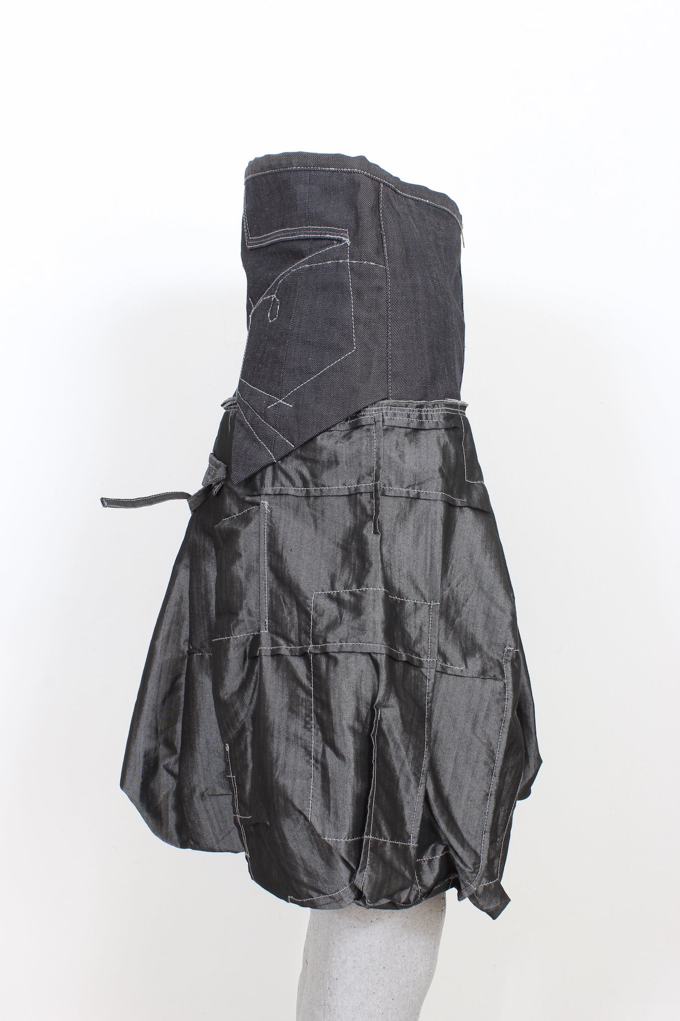 Marithe Francois Girbaud Gray Denim Balloon Skirt 2000s | Dedè Couture