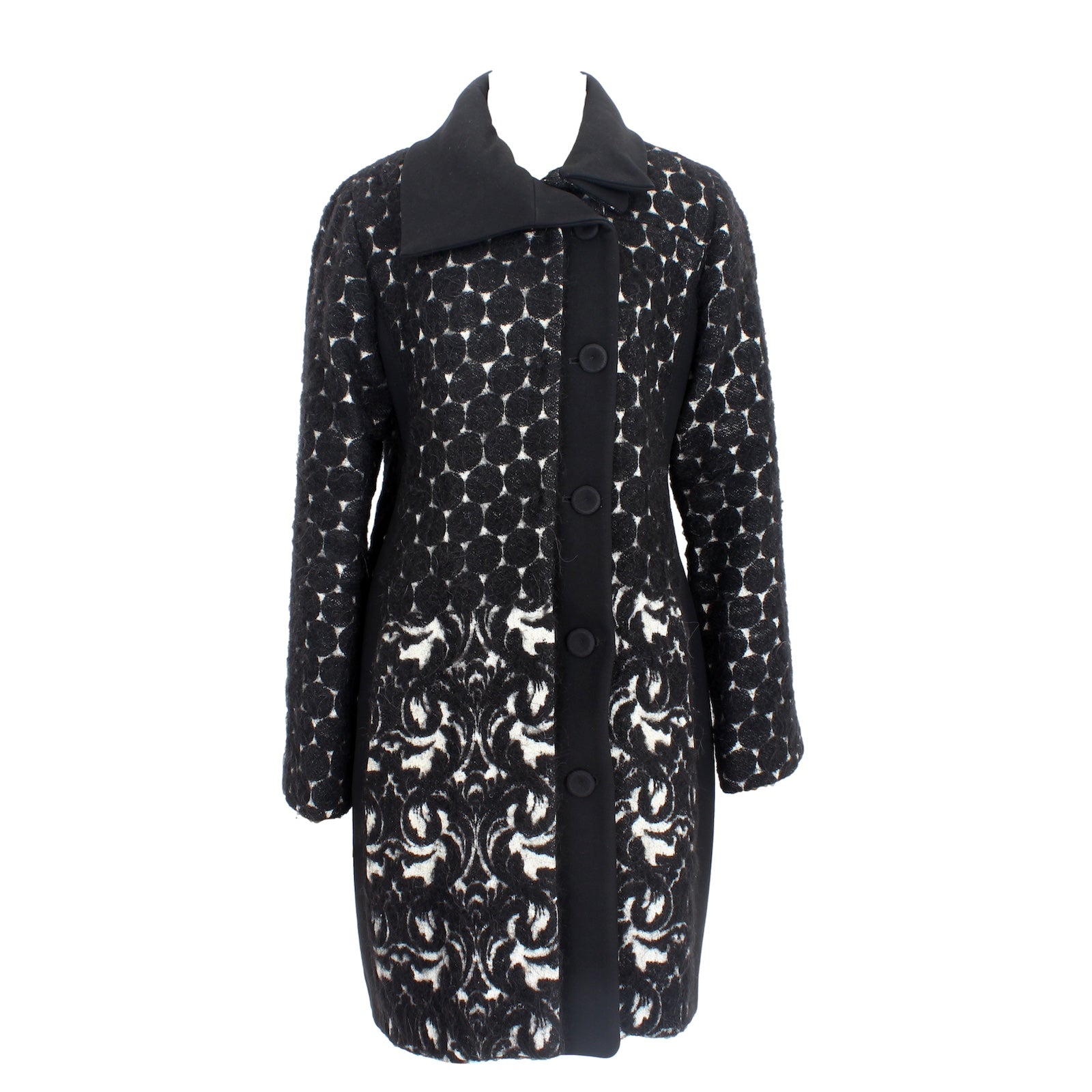 Marras Black White Polka Dot Alpaca Coat 2000s