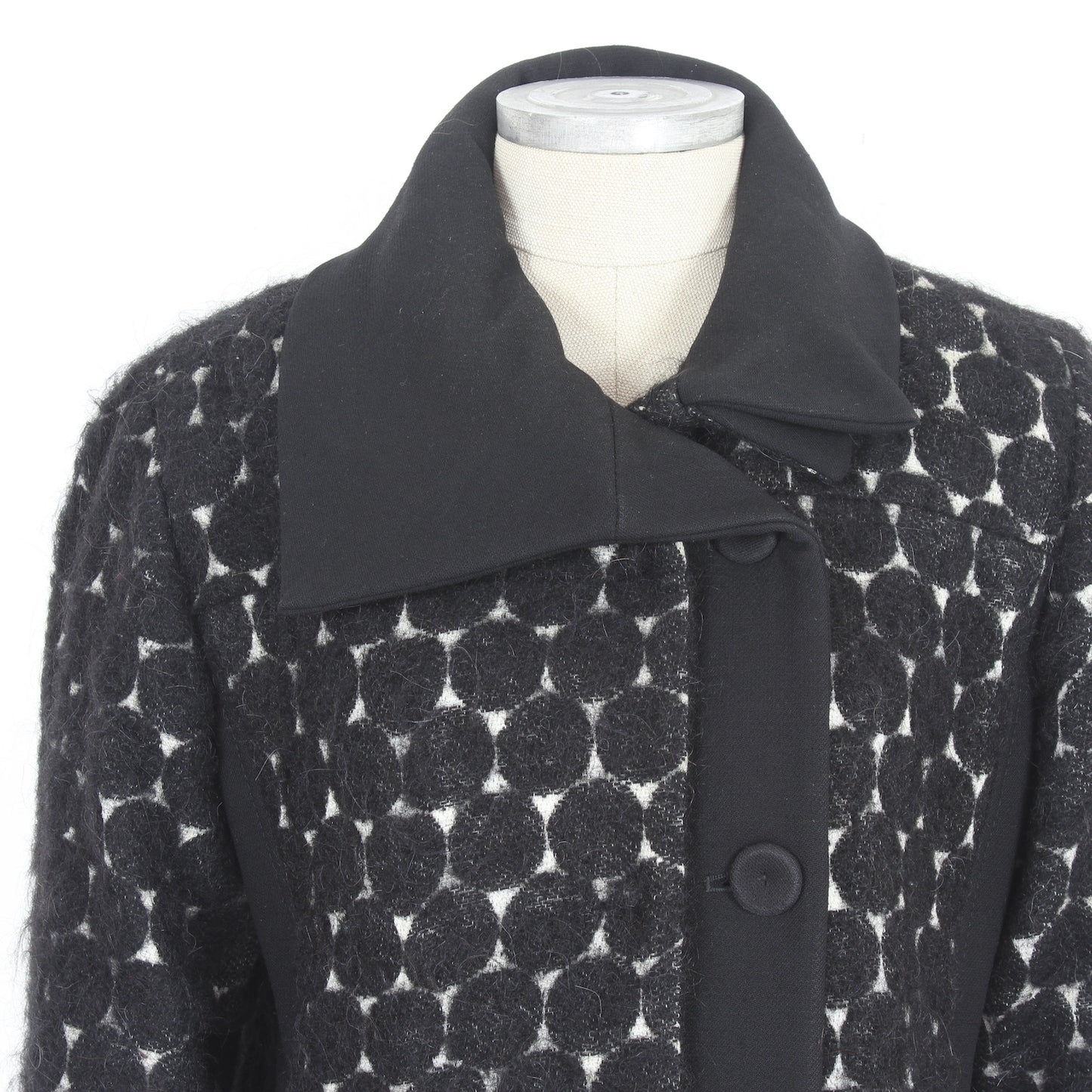 Marras Black White Polka Dot Alpaca Coat 2000s