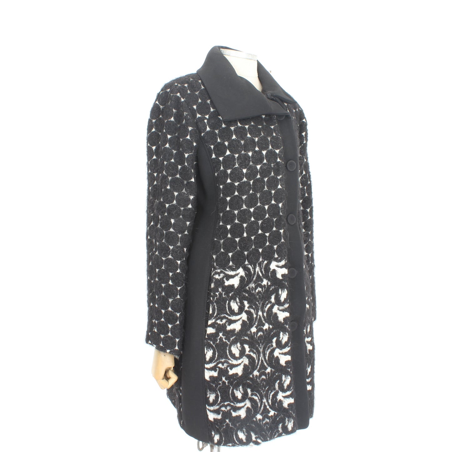 Marras Black White Polka Dot Alpaca Coat 2000s