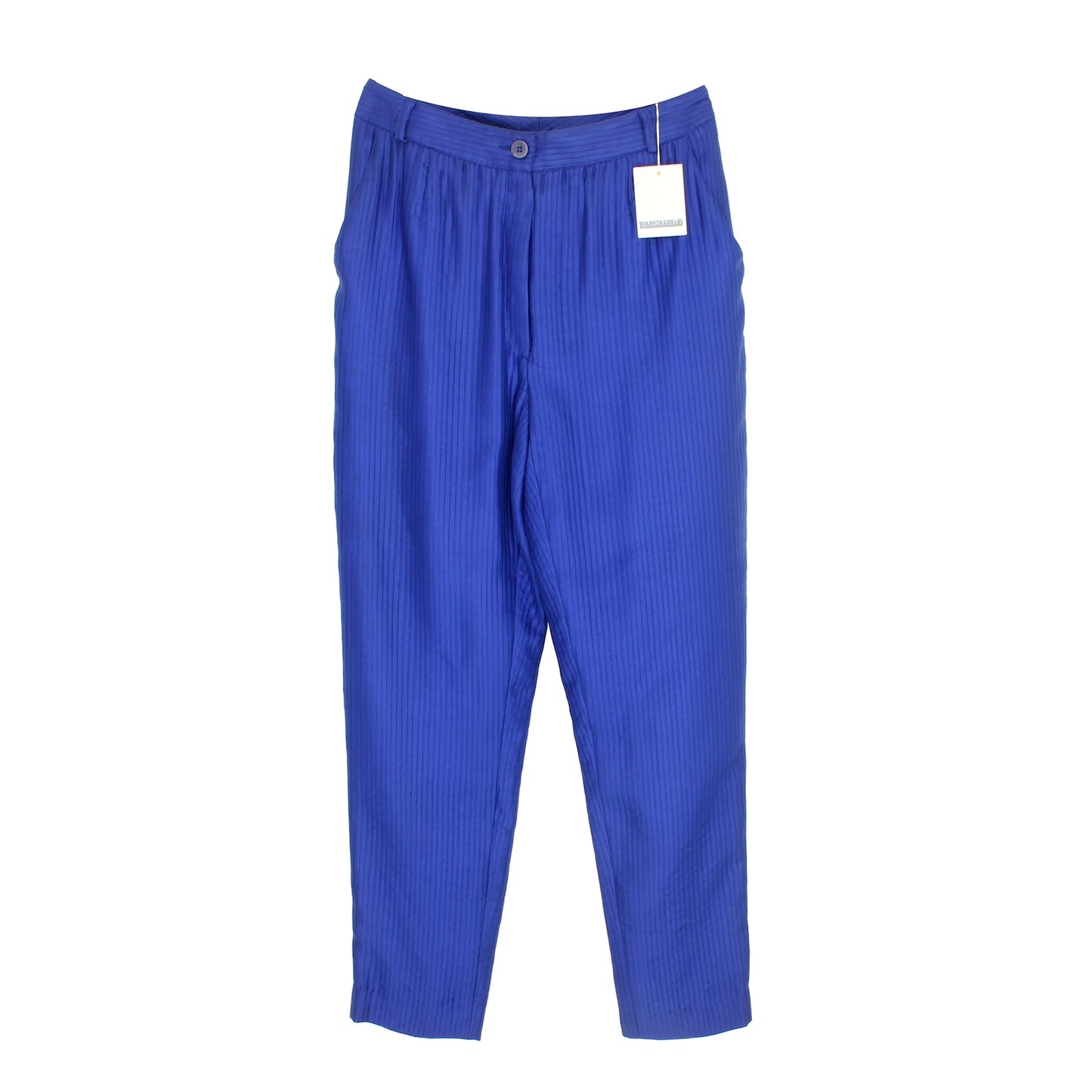 Pancaldi Blue Silk Classic Trousers Vintage 90s