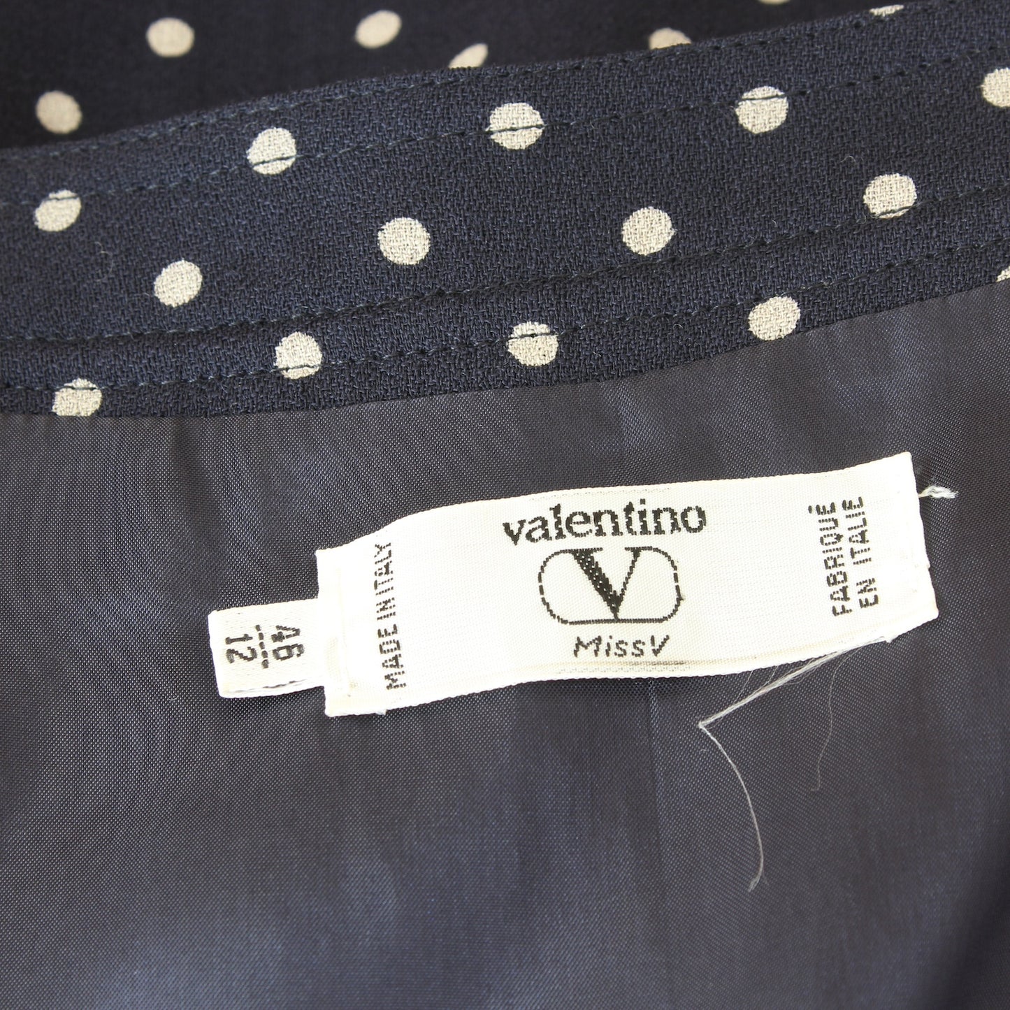 Valentino Blue Wool Polka Dot Dress Vintage 1990s