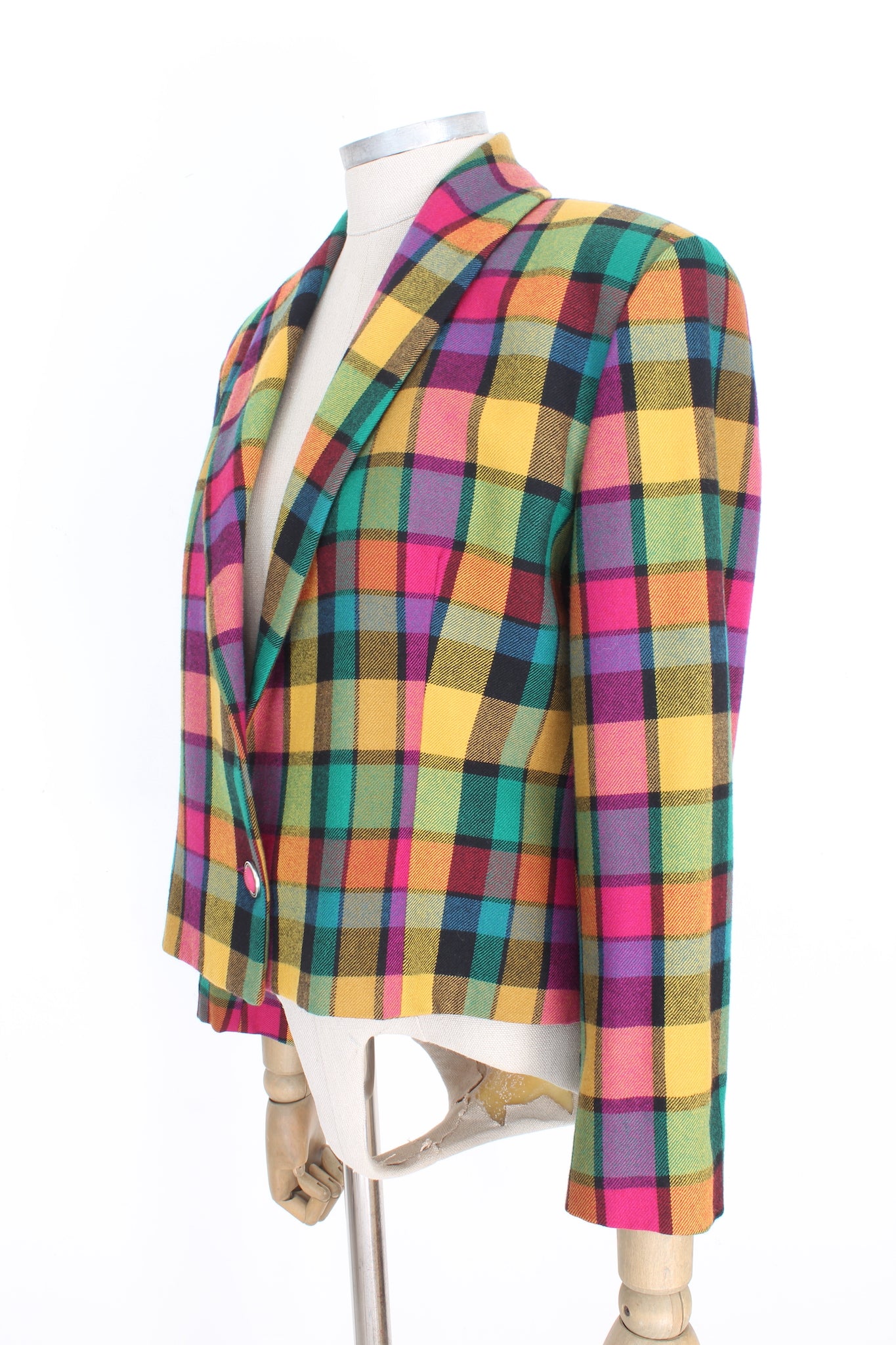 Versace Multicolor Wool Vintage Check Jacket 1990s | Dedè Couture