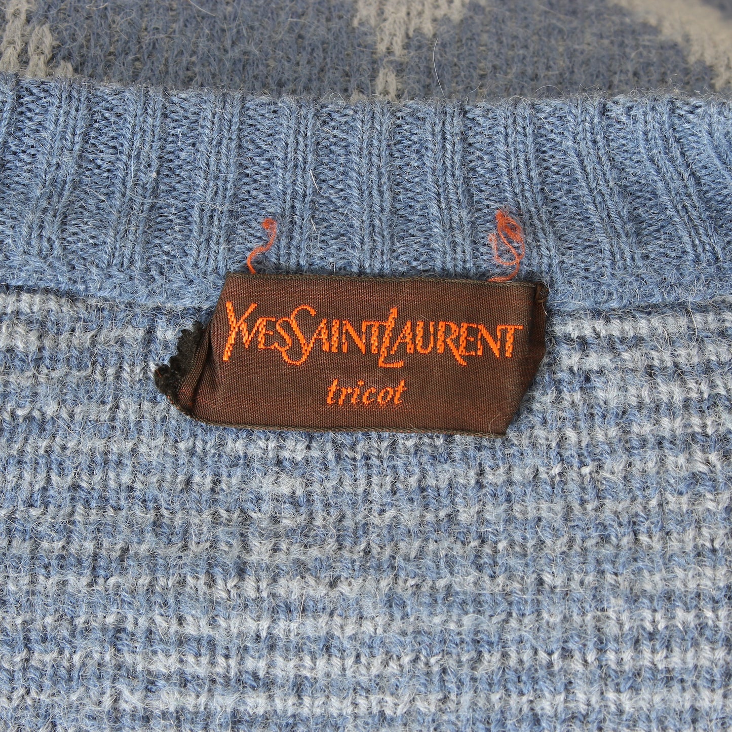 Yves Saint Laurent Maglione in Alpaca Blu a Rombi