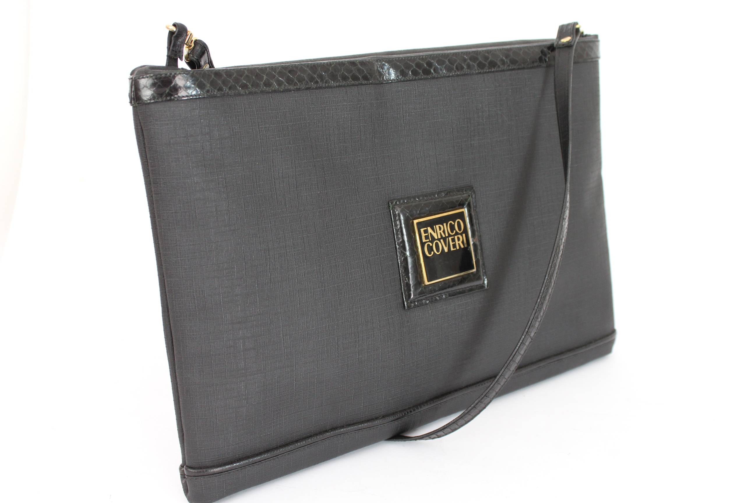 Enrico Coveri Vintage Canvas Black Shoulder Bag