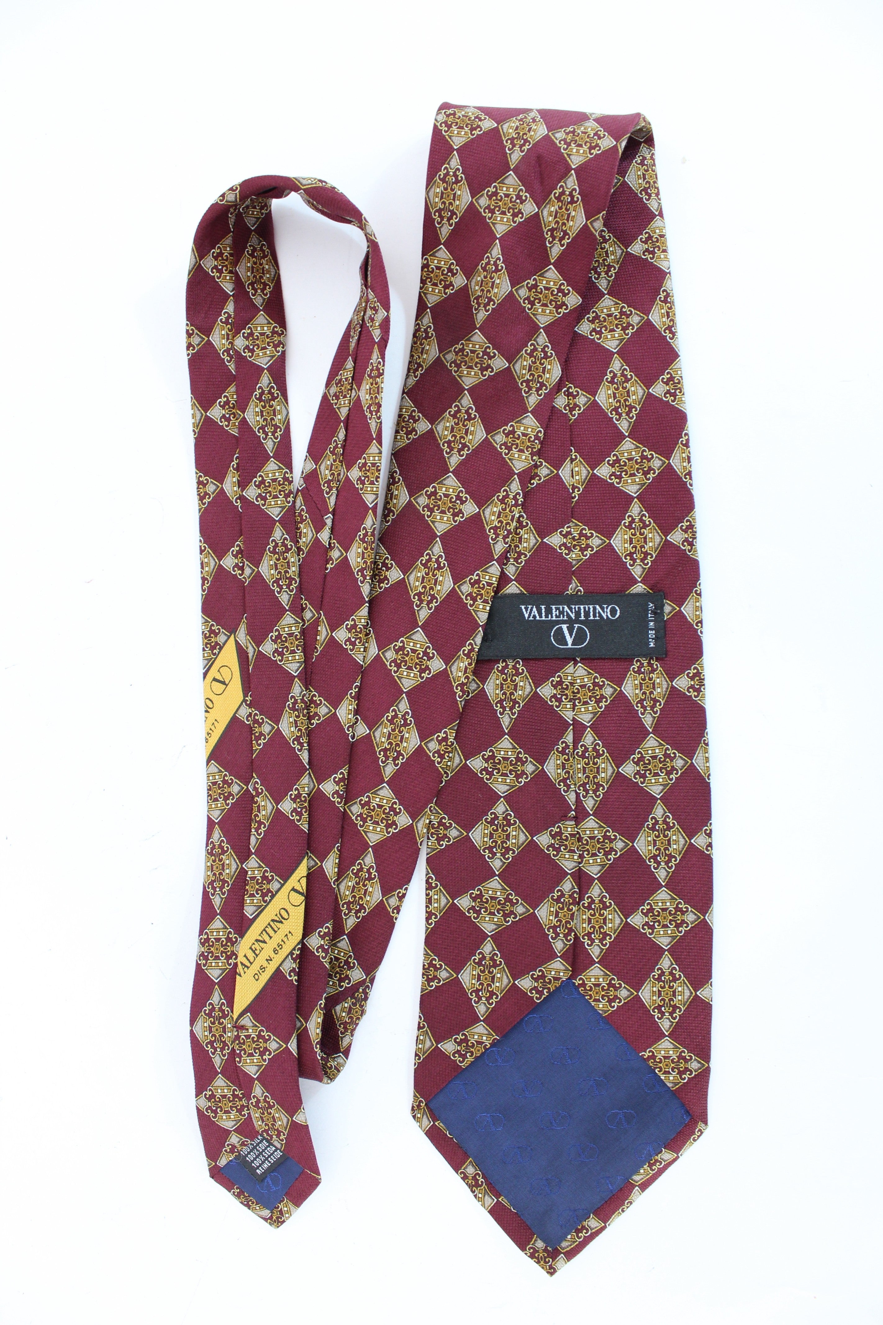 Vintage silk tie by Valentino - outlet Couleur Bordeaux