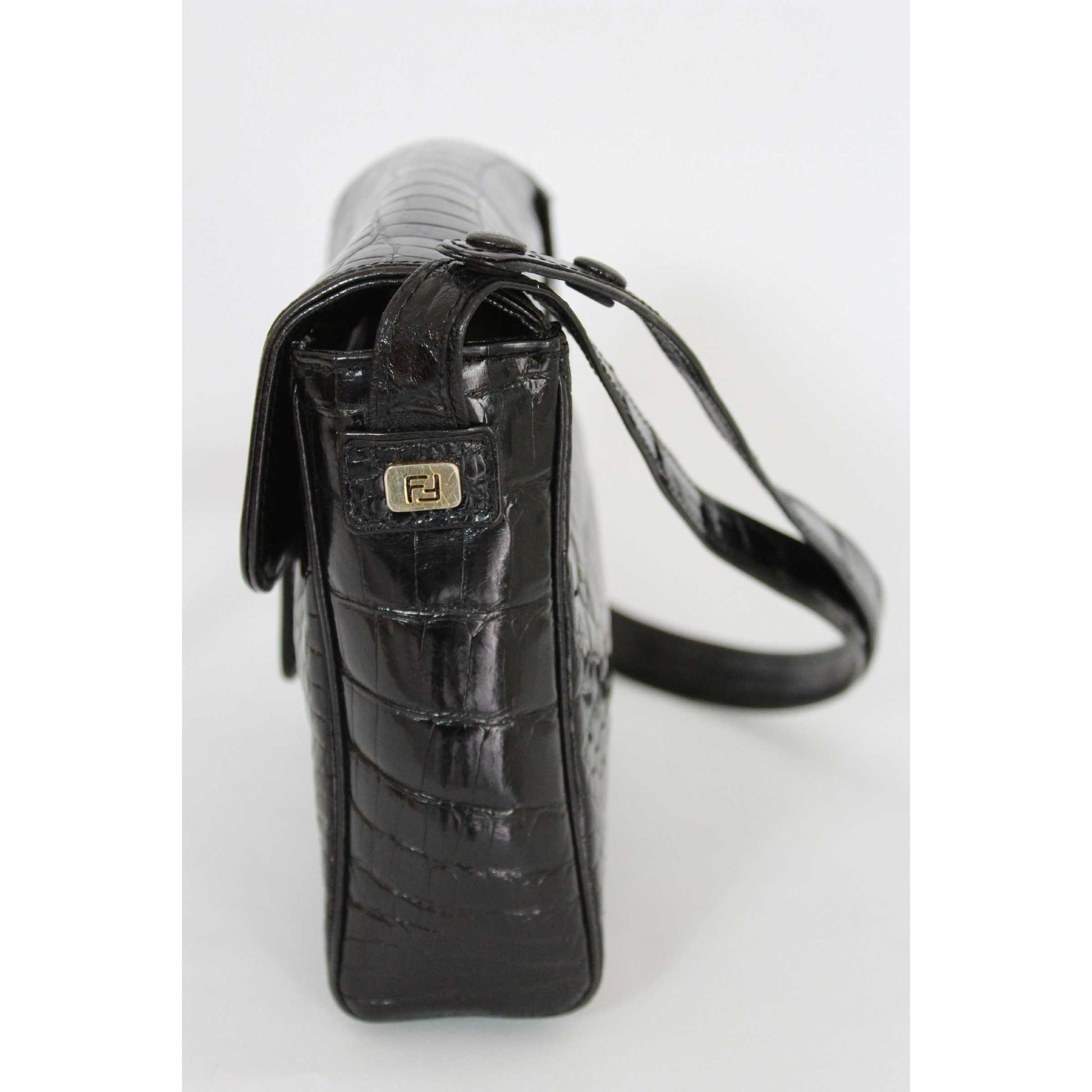 FENDI-Leather-Chain-Shoulder-Bag-Purse-Black-8M0276 – dct