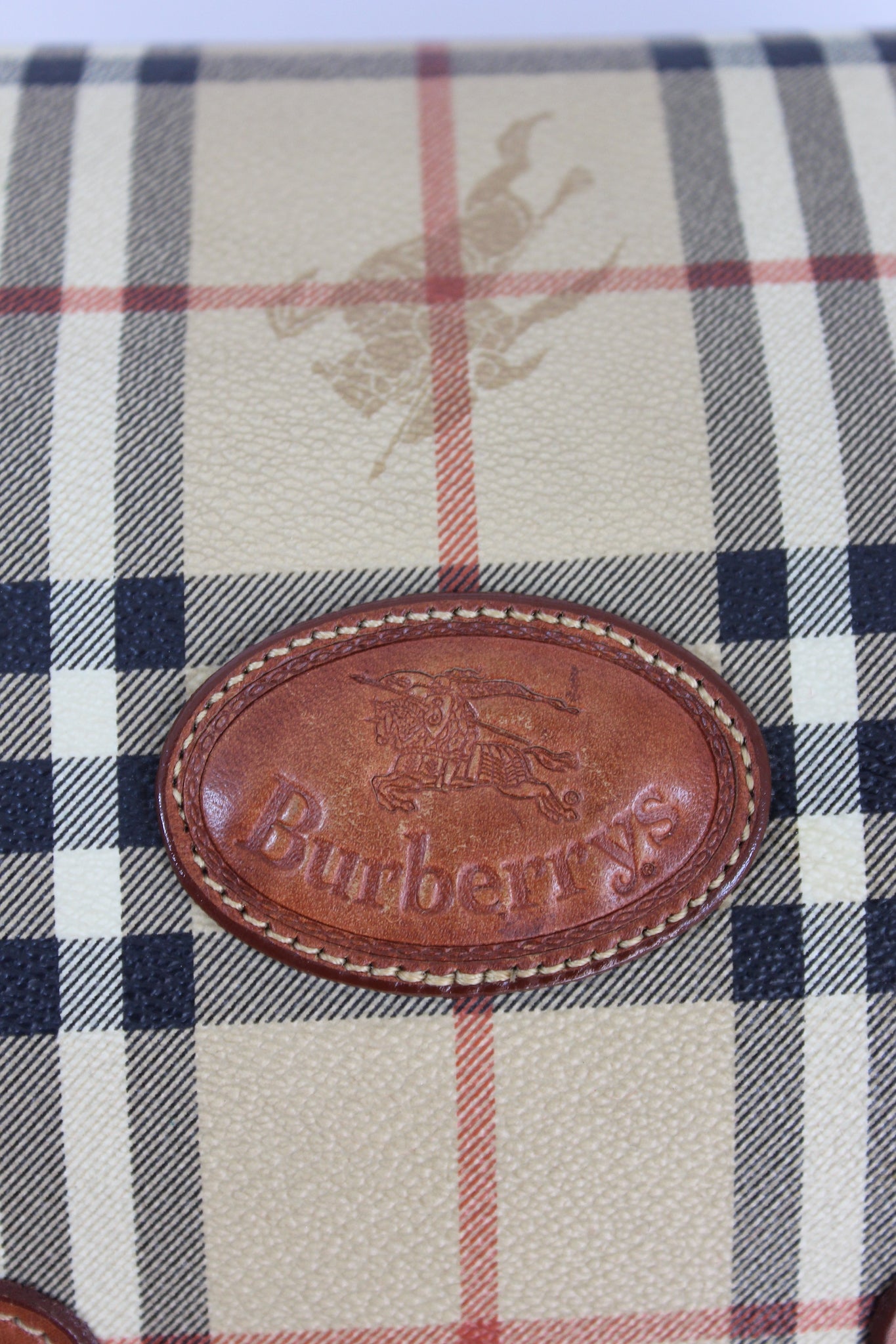 BURBERRY Bag. Vintage Burberrys Beige and Brown Check Tartan 