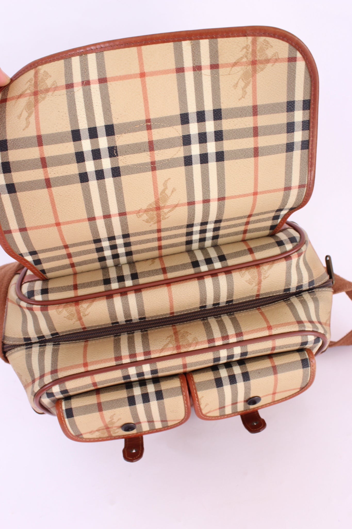 Burberry Beige Houe Check Canvas and Leather Aurelia Diaper Bag at 1stDibs